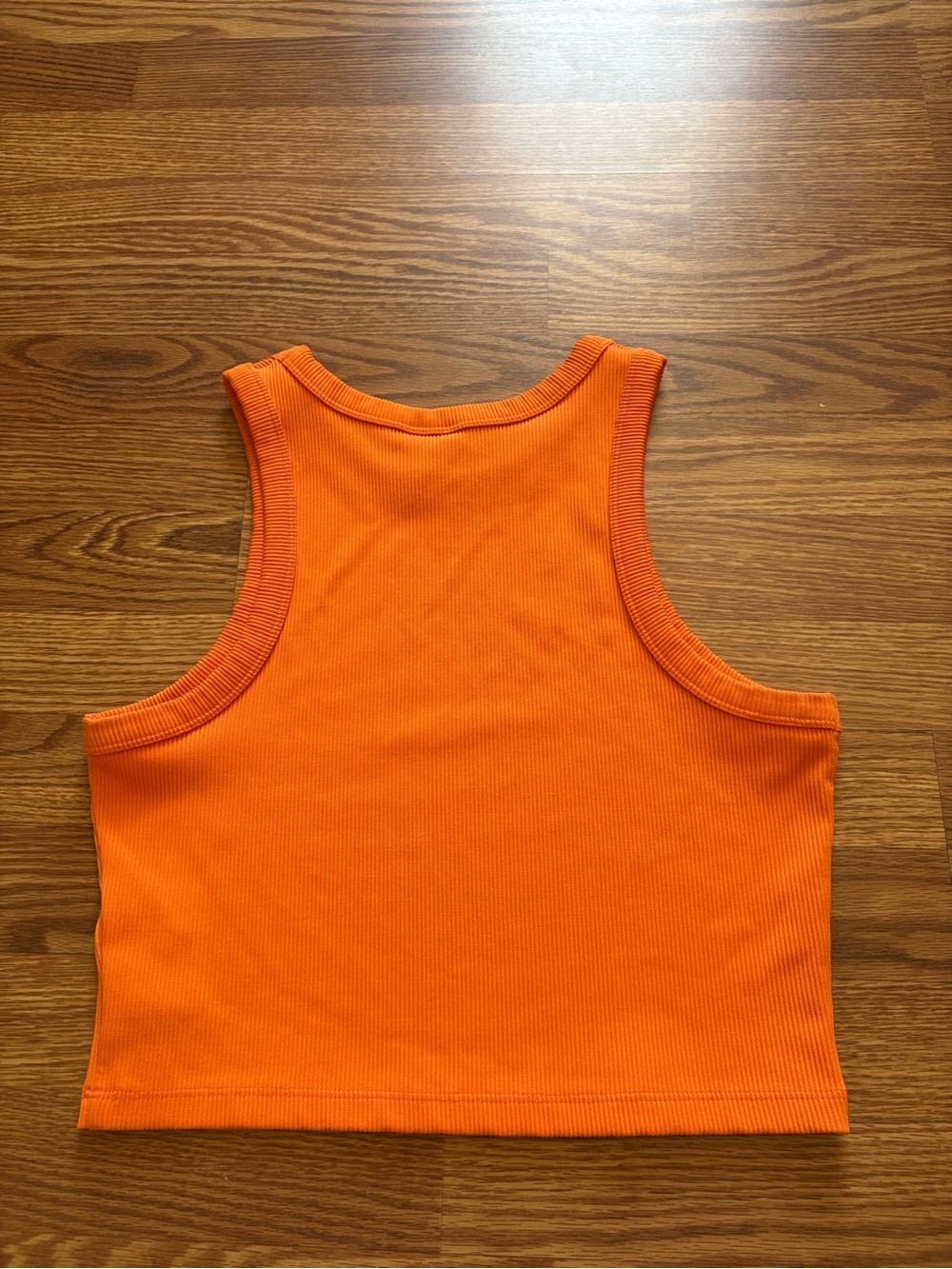 Divided Orange Ribbed Crop Tank - Picture 3 of 4